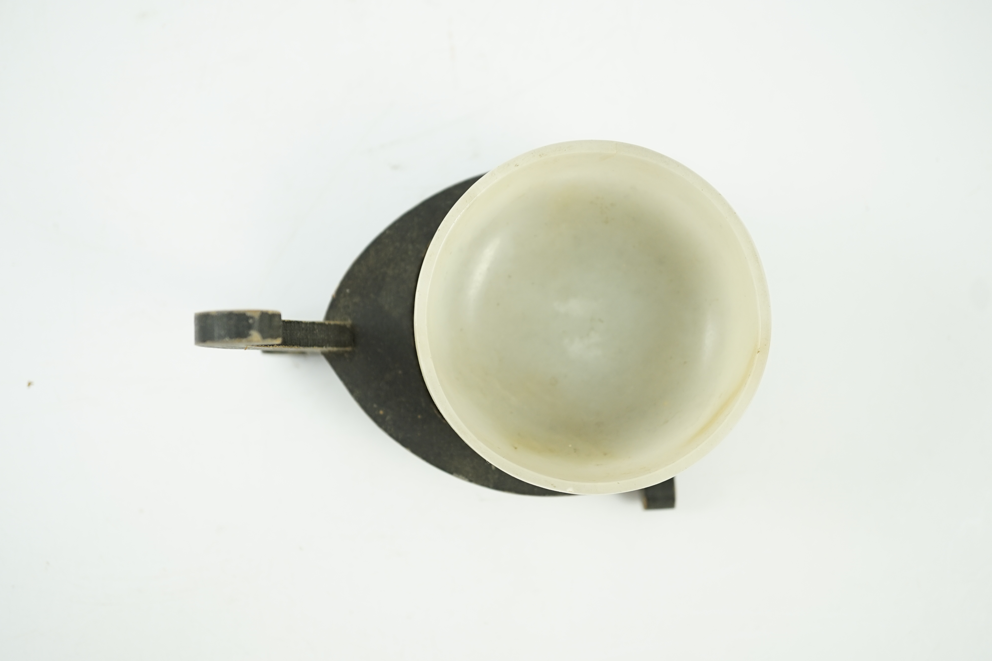 A Chinese pale celadon jade cup, Qing dynasty